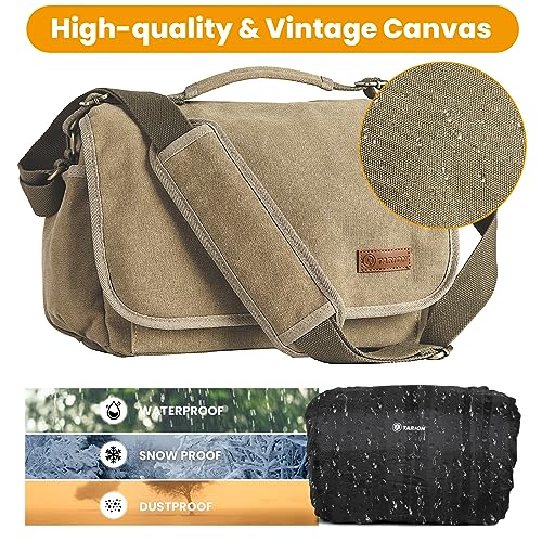TARION Canvas Crossbody Camera Bag - Vintage Yellow