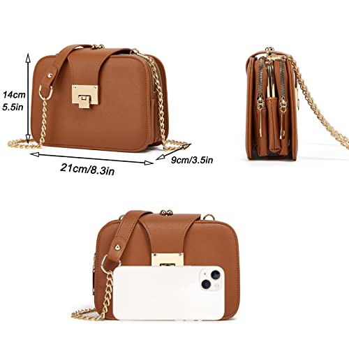 SIVENKE Women's Brown Designer Crossbody Bag