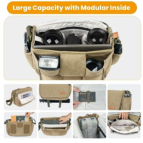 TARION Canvas Crossbody Camera Bag - Vintage Yellow