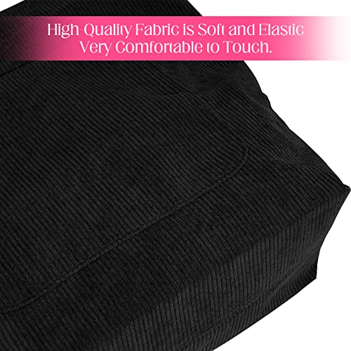 Women's Cord Tote Bag with Zipper - Black