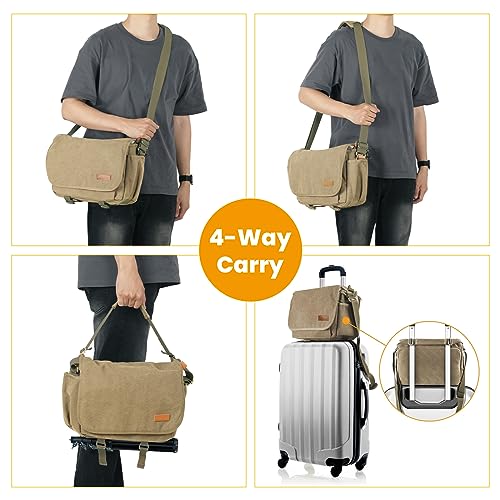 TARION Canvas Crossbody Camera Bag - Vintage Yellow
