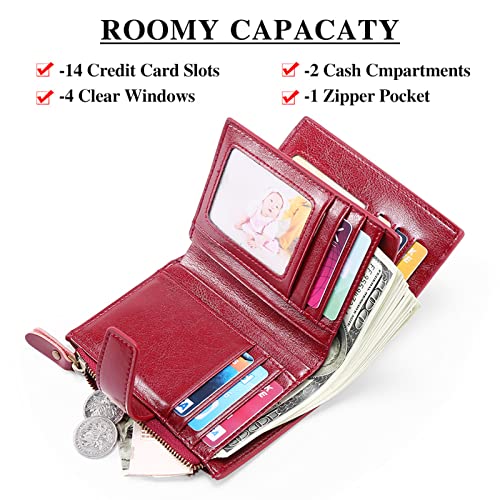 SENDEFN Women's RFID Blocking Leather Card Case Purse