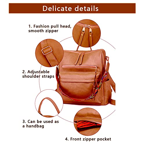 ROOSALANCE Brown Designer Travel Backpack for Women