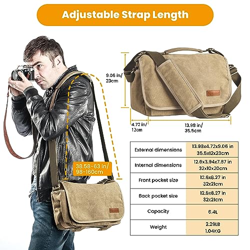TARION Canvas Crossbody Camera Bag - Vintage Yellow