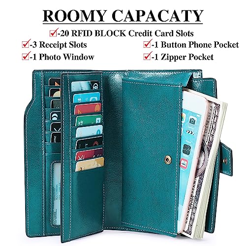 SENDEFN Leather Wallet for Women - RFID Protection
