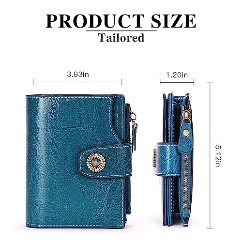 PEACOCK BLUE Designer Wallet: Soft Leather, RFID, 16 Card Slots