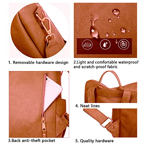 ROOSALANCE Brown Designer Travel Backpack for Women