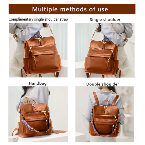 ROOSALANCE Brown Designer Travel Backpack for Women