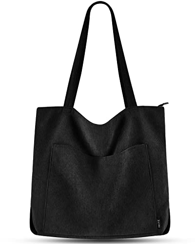 Black Corduroy Tote Bag: Stylish & Spacious