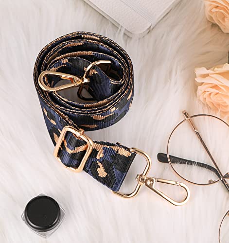 Leopard Print Handbag Straps | Adjustable, Wide, Deep Blue