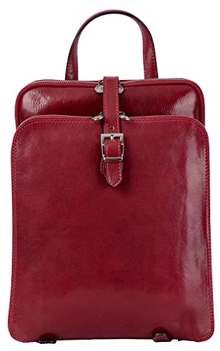 Italian Leather Designer Ladies Red Backpack Shoulder Bag