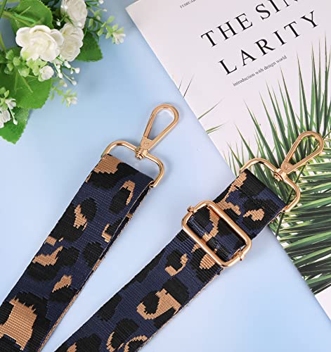 Leopard Print Handbag Straps | Adjustable, Wide, Deep Blue