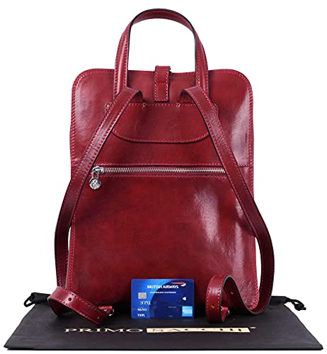 Italian Leather Designer Ladies Red Backpack Shoulder Bag