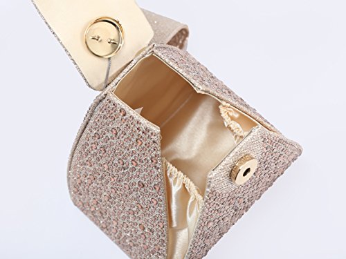 Redfox Women's Rose Gold Sparkling Clutch Bag/Wedding
