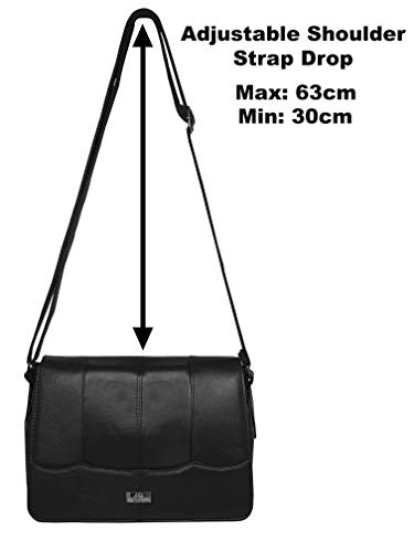 Quenchy London Triple Section Leather Crossbody Handbag - Black