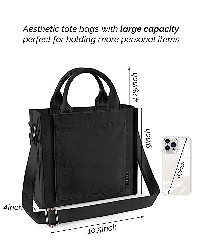 Black Canvas Designer Tote Bag for Women