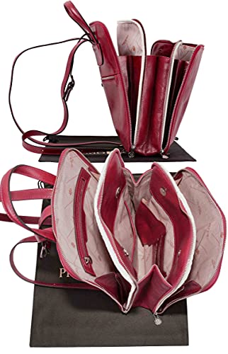 Italian Leather Designer Ladies Red Backpack Shoulder Bag