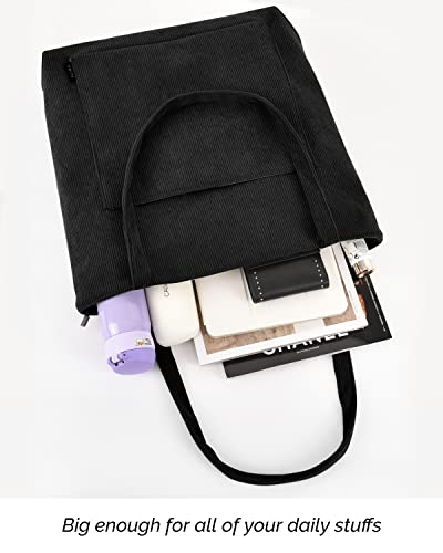 Black Corduroy Tote Bag: Stylish & Spacious
