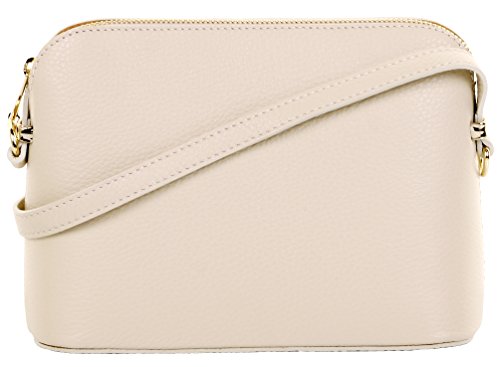 Italian Cream Leather Small Triangular Designer Handbag