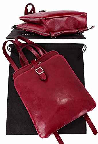 Italian Leather Designer Ladies Red Backpack Shoulder Bag