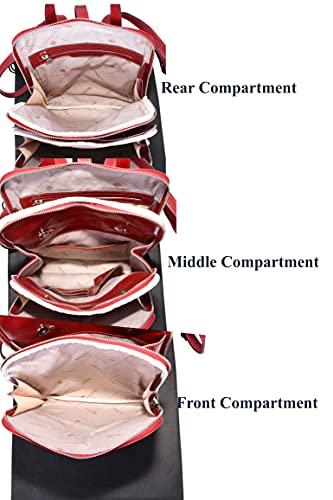 Italian Leather Designer Ladies Red Backpack Shoulder Bag