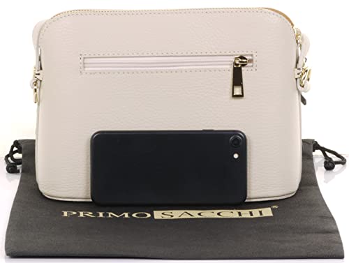 Italian Cream Leather Small Triangular Designer Handbag