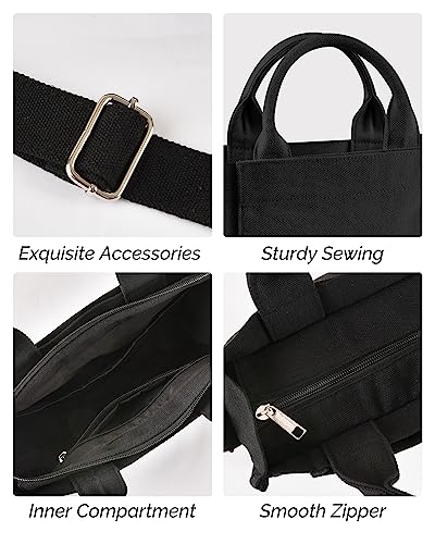 Black Canvas Designer Tote Bag for Women