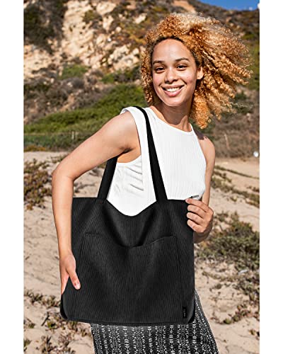 Black Corduroy Tote Bag: Stylish & Spacious