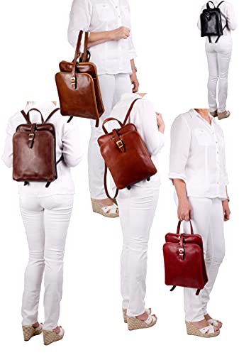 Italian Leather Designer Ladies Red Backpack Shoulder Bag