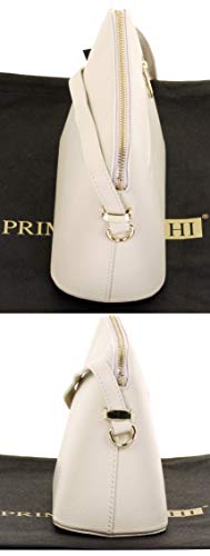 Italian Cream Leather Small Triangular Designer Handbag