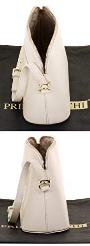 Italian Cream Leather Small Triangular Designer Handbag