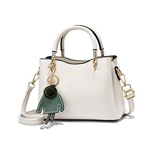 White PU Leather Designer Handbag with Multiple Pockets