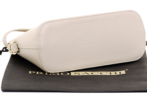 Italian Cream Leather Small Triangular Designer Handbag