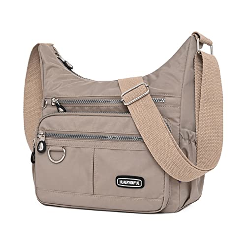 Designer Multi-Pocket Casual Crossbody Handbag in Apricot