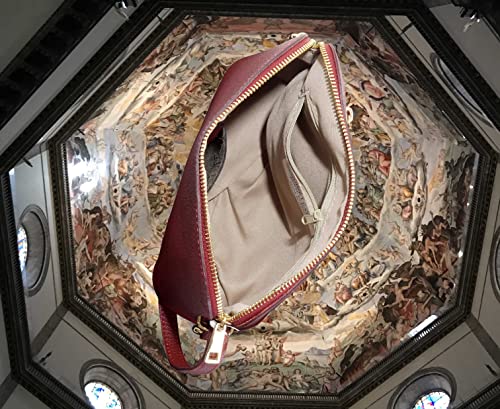 Italian Cream Leather Small Triangular Designer Handbag