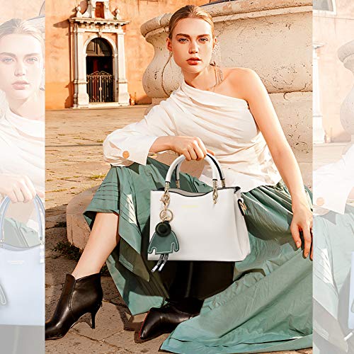 White PU Leather Designer Handbag with Multiple Pockets