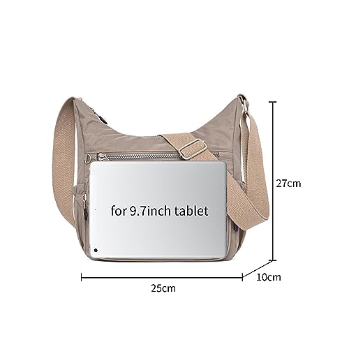 Designer Multi-Pocket Casual Crossbody Handbag in Apricot