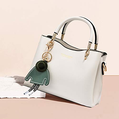 White PU Leather Designer Handbag with Multiple Pockets
