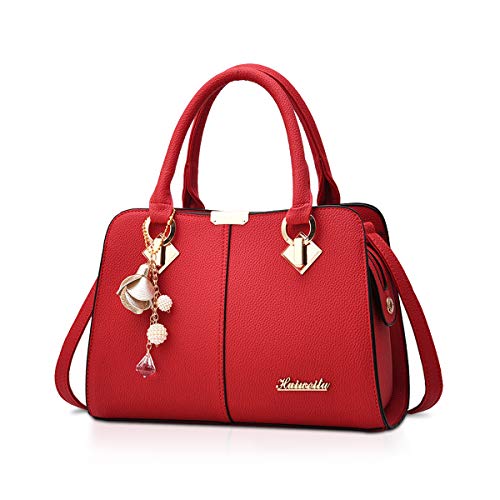 NICOLE & DORIS Damen Designer Shopper Handtasche rot