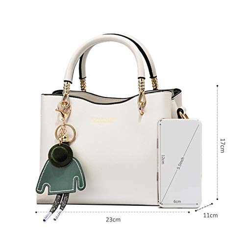 White PU Leather Designer Handbag with Multiple Pockets