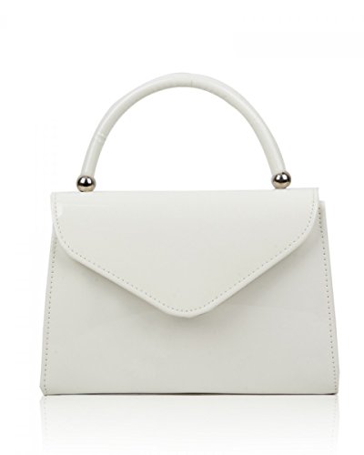 Elegant Stylish Women's Patent Leather Clutch Bag, White