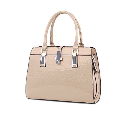 Nicole&Doris Fashion Handbag: Patent Leather Messenger (Khaki)