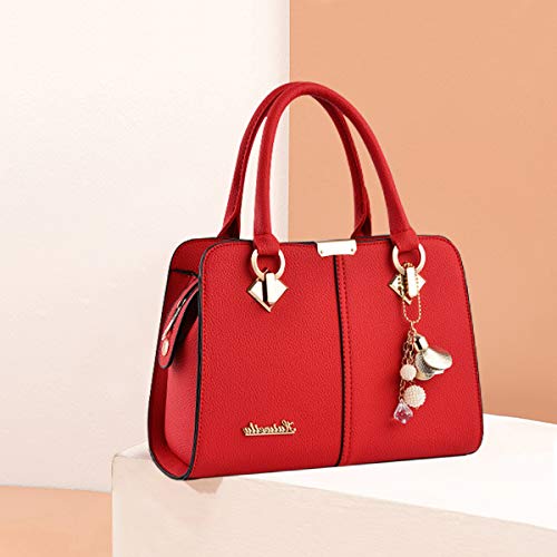 NICOLE & DORIS Damen Designer Shopper Handtasche rot