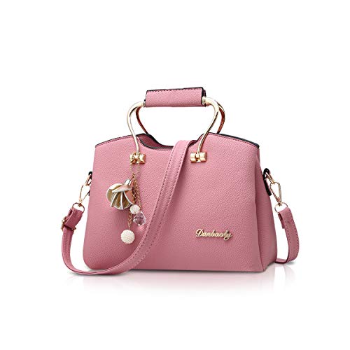 Pink Leather Women's Designer Handbag with Long Strap