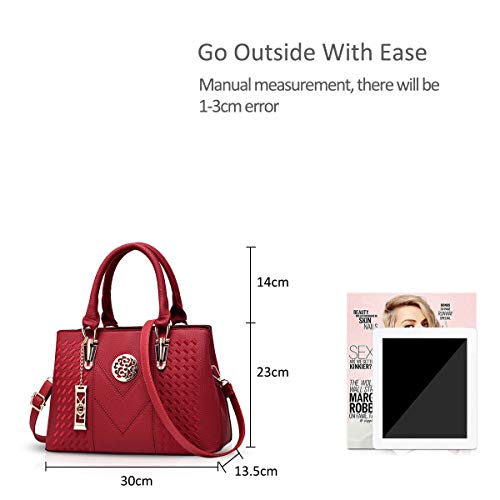 NICOLE & DORIS Elegant Red PU Leather Handbag