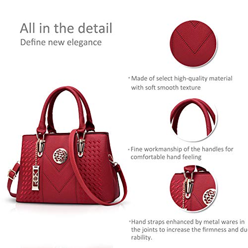 NICOLE & DORIS Elegant Red PU Leather Handbag