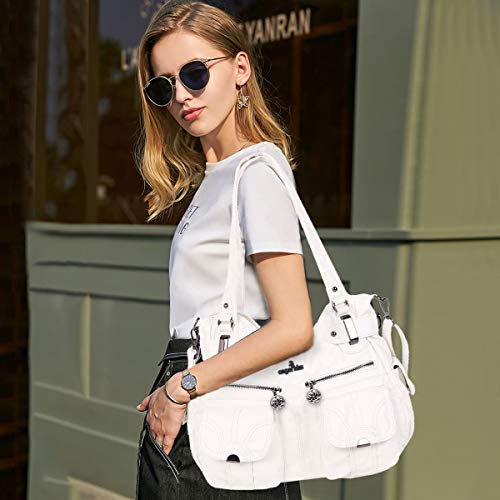 Designer Nicole & Doris Large White Faux Leather Handbag