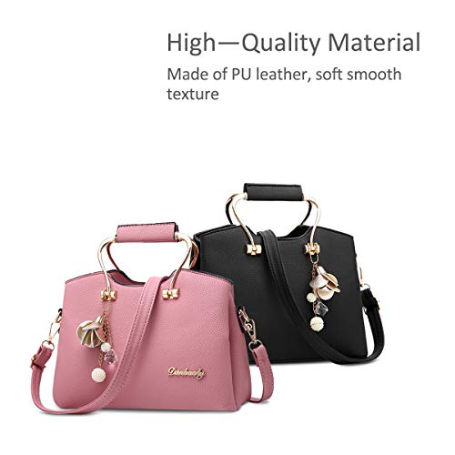 Pink Leather Women's Designer Handbag with Long Strap