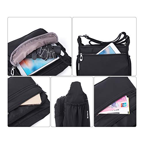 Waterproof Crossbody Bag for Women - Multi Pocket Designer Handbag, Black