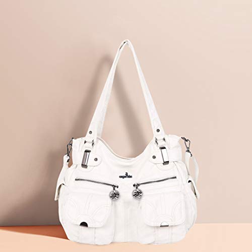 Designer Nicole & Doris Large White Faux Leather Handbag